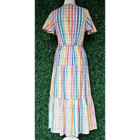 36. J. Crew Faux-wrap dress in rainbow gingham - Picture 3 of 5